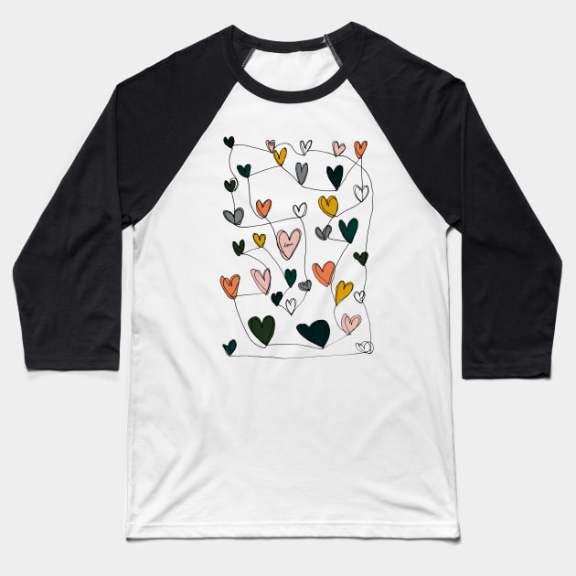 Continuous Love Hearts Baseball T-Shirt by CarissaTanton